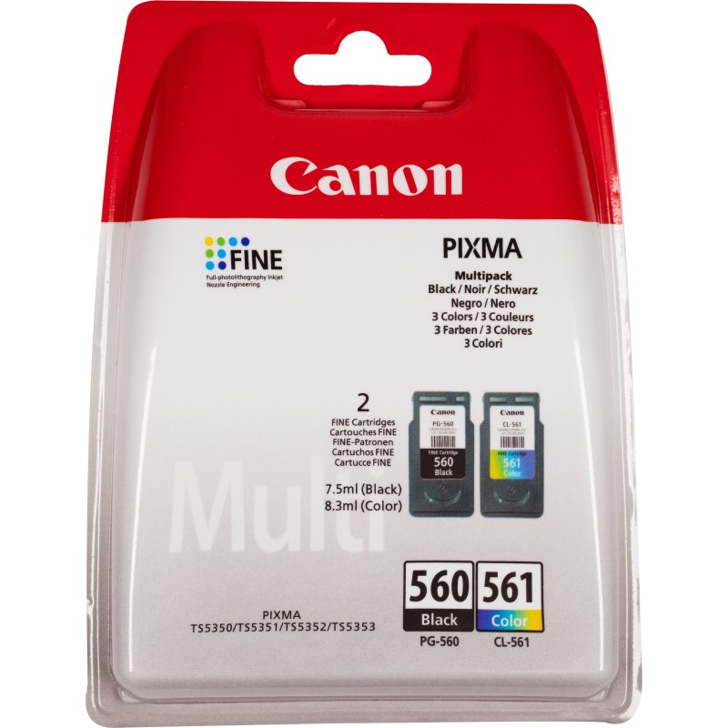 PG-560 / CL-561 Multipack - 2er-Pack - Schwarz, Farbe (Cyan, Magenta, Gelb)
